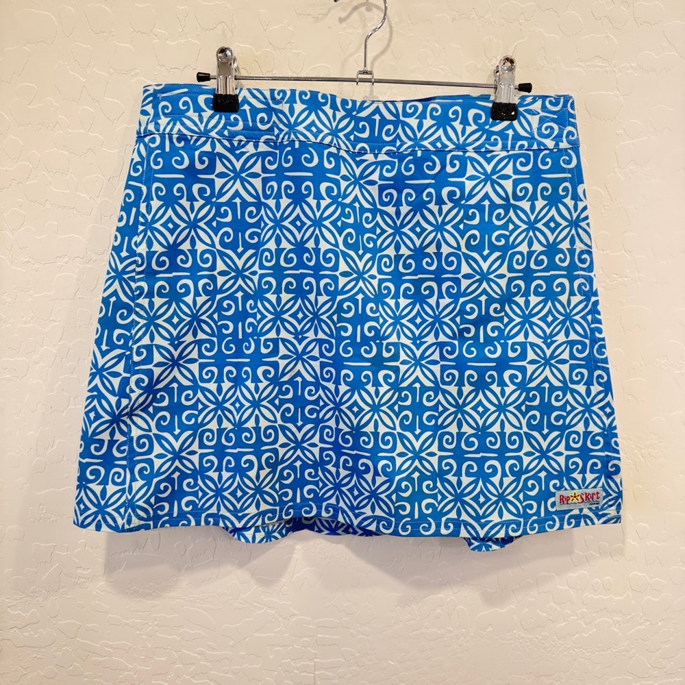 Ripskirt Hawaii Blue White Patterned Skirt Womens Medium Resortwear Vacation